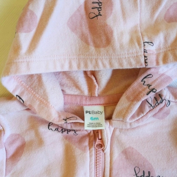 petit lem pink hearts zipper jumpsuit with hoodie 6 months baby girl - Picture 6 of 6